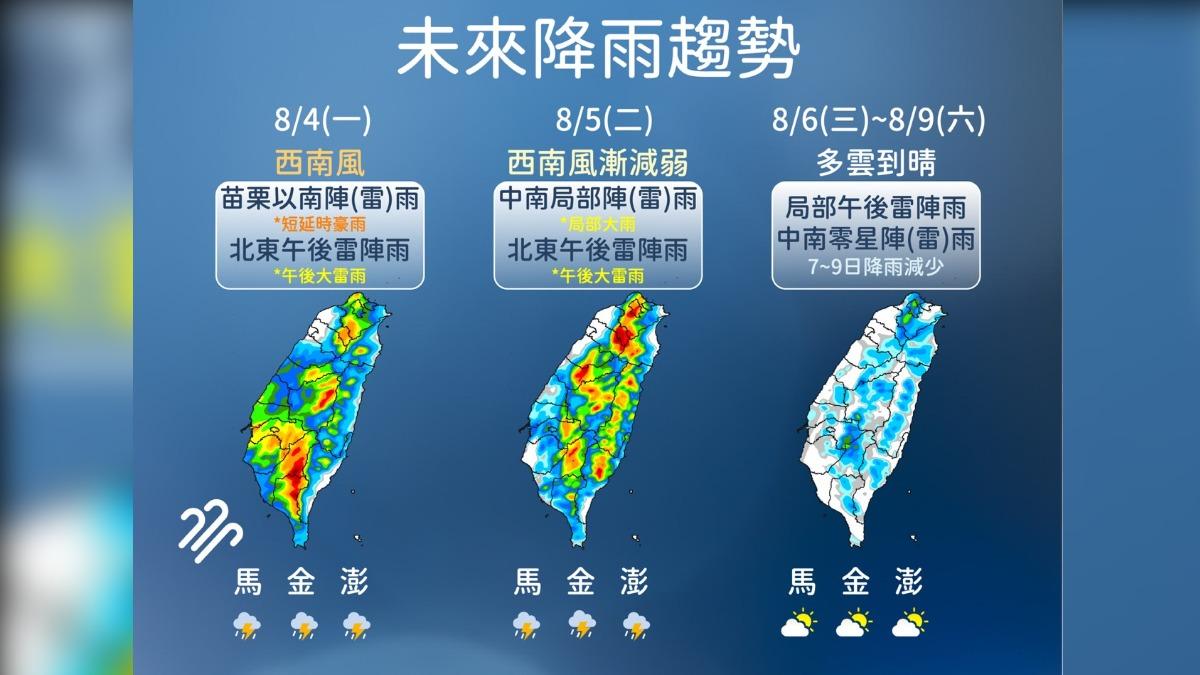 天氣/國家警報響了!大雷雨狂轟新北市 19縣市豪大雨特報