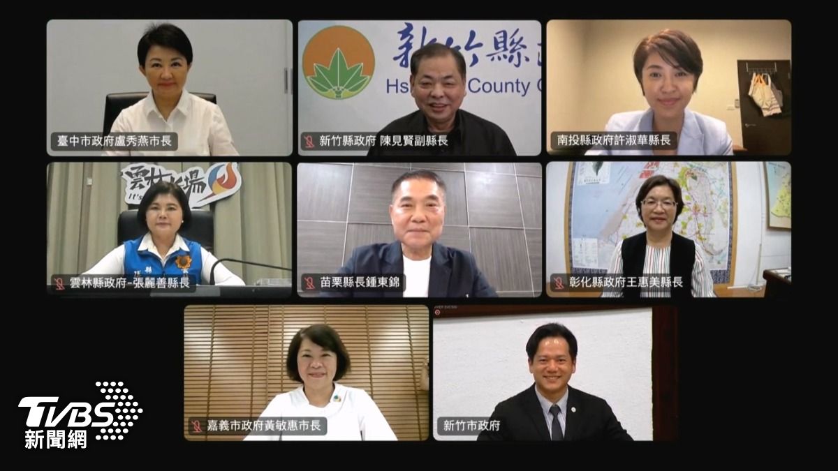 台中市長盧秀燕率8位藍營首長，提「15項建議」抗美關稅。(圖／TVBS)