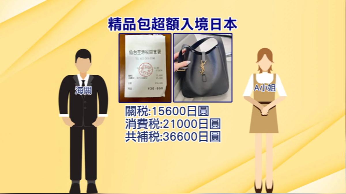 在台灣機場免稅店買7萬元包入境日本,遭課稅近9千,包含關稅和消費稅。(圖/TVBS)