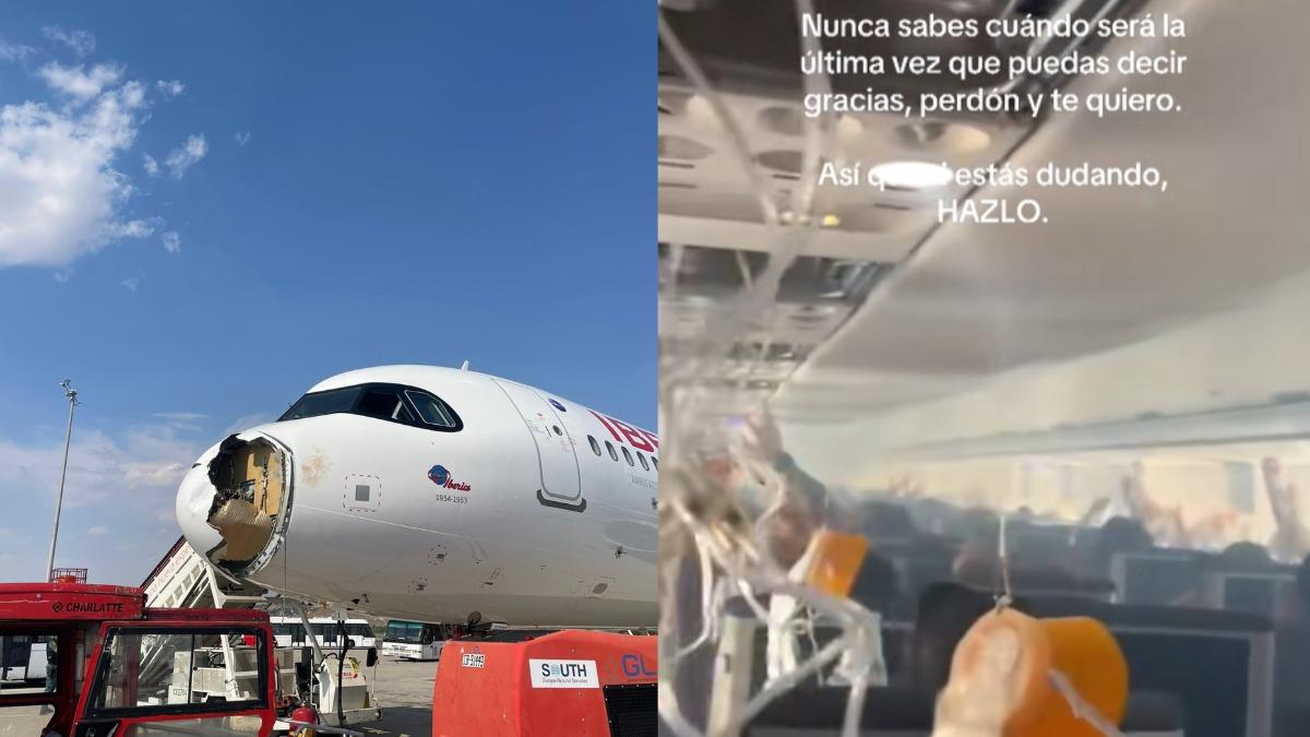 客機剛起飛「機頭遭鳥撞出大洞」 乘客慌拔氧氣罩畫面曝