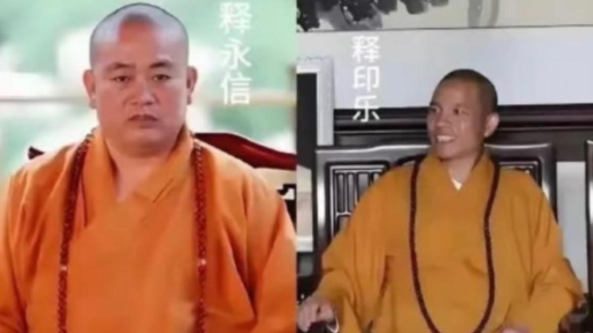 釋永信大和尚(左)涉嫌違法遭帶走調查,釋印樂法師(右)接掌少林寺。(圖/翻攝自微博)