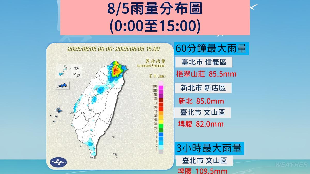今日雨量分布。(圖/TVBS)