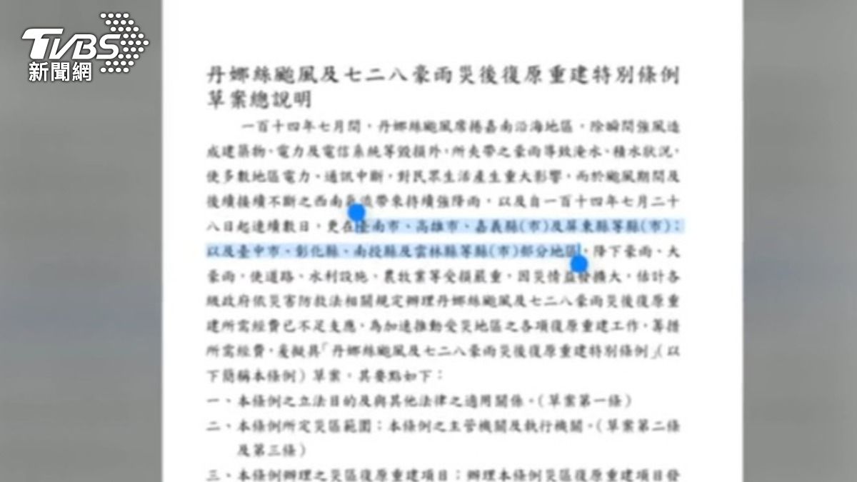 風災特別條例草案中,未提到台東縣。(圖/TVBS)