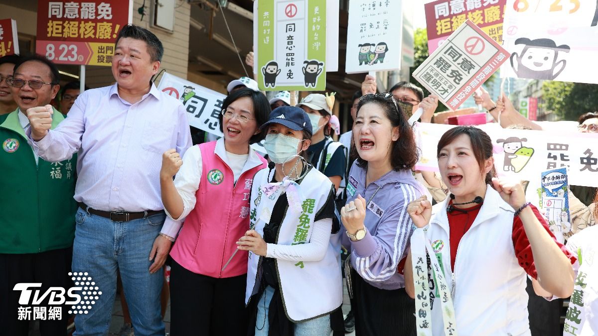 吳思瑤今前往新店協助罷團掃街。(圖/華子琛攝)