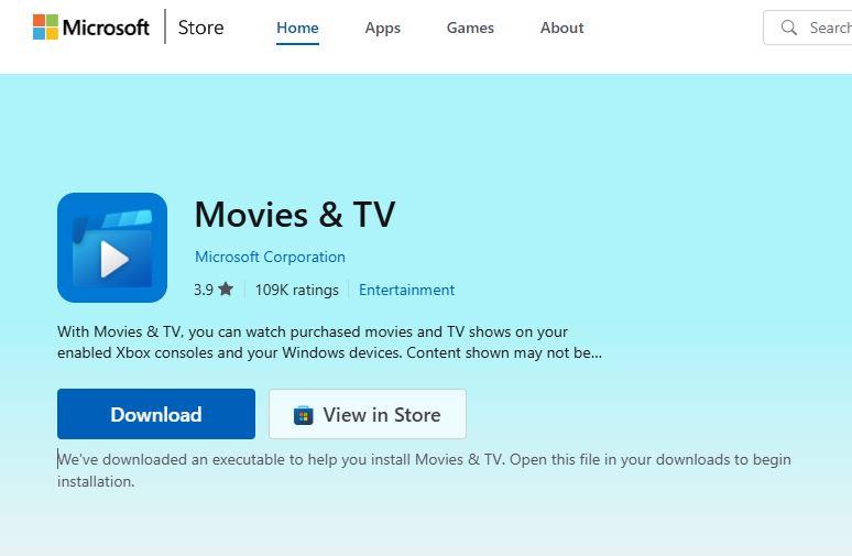 微軟已關閉該Movies & TV平台。（圖／翻攝Microsoft Store）