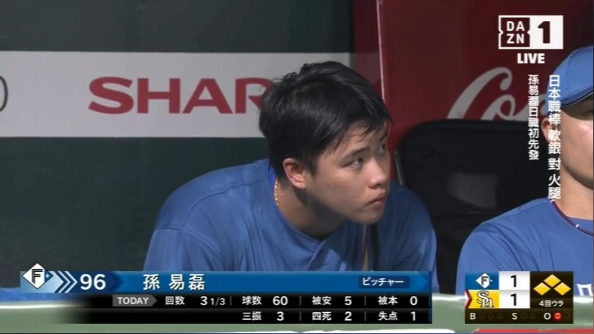 孫易磊投3.1局,賽後坦言投得不太好。(圖片來源/DAZN.com)