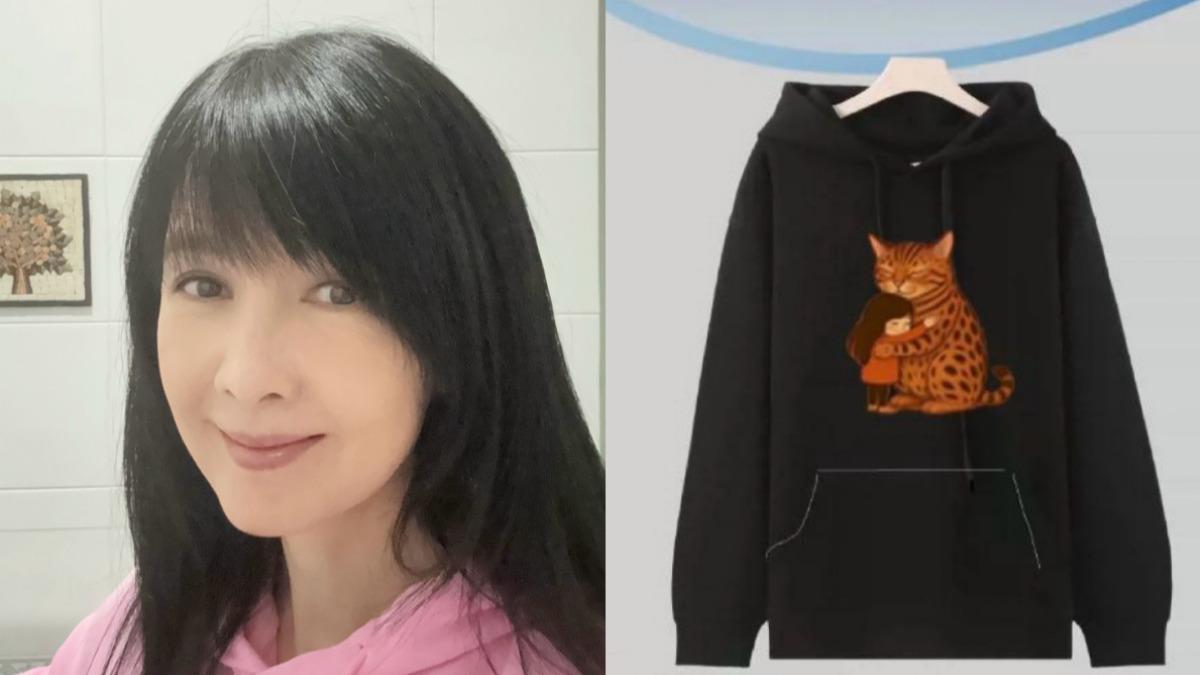 周慧敏自己剪頭髮,更打造紀念愛貓的帽T。(圖/翻攝自周慧敏微博)