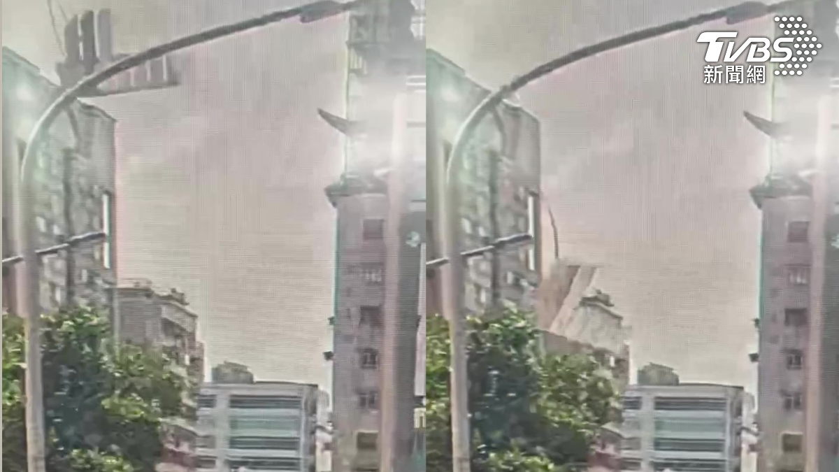 楊柳颱風過境強風襲台北 大同區大樓屋簷掉落「險砸路人」