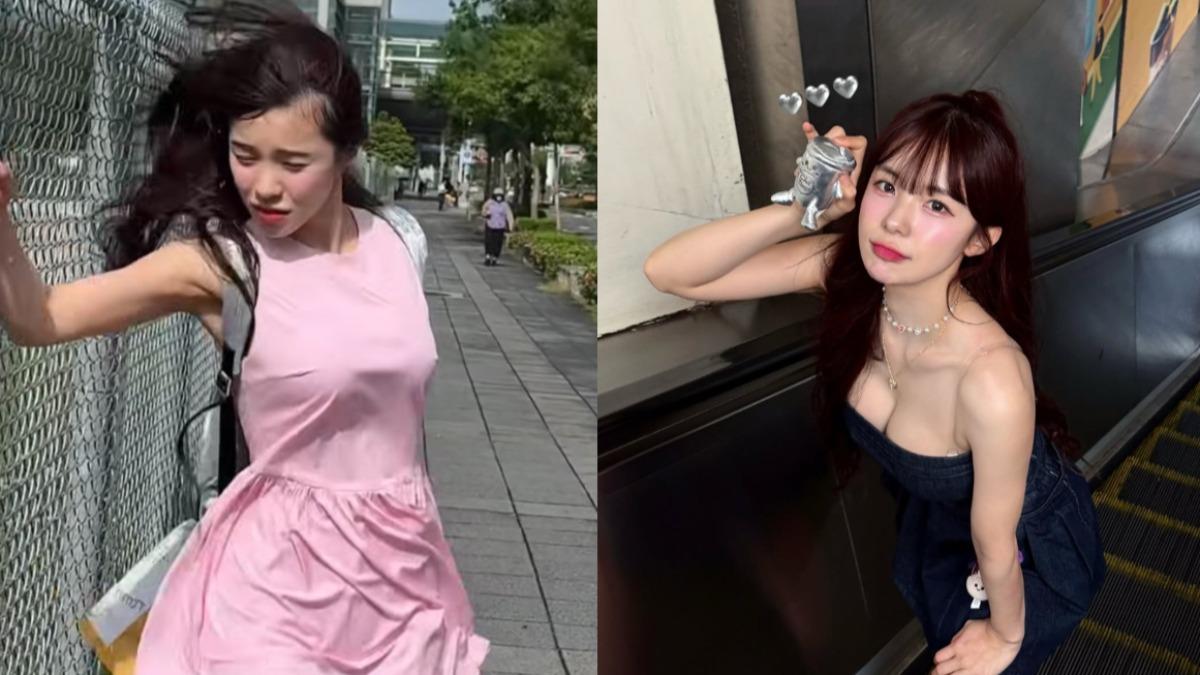 李多慧颱風天出門!影片曝光 頭髮飛撲整張臉、表情失控
