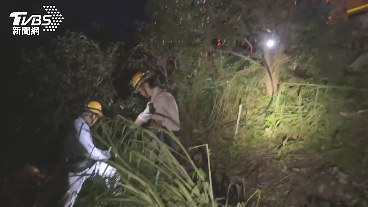 15級強陣風橫掃台東,山區道路被倒塌路樹阻斷,入夜搶修更困難。(圖/TVBS)