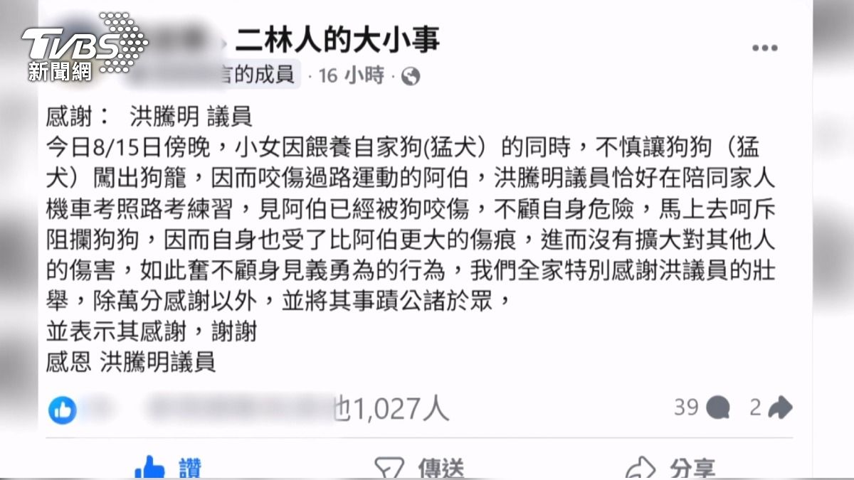 米克斯攻擊老翁！議員「挺身相救反被咬」　飼主認錯願賠償。(圖／TVBS)