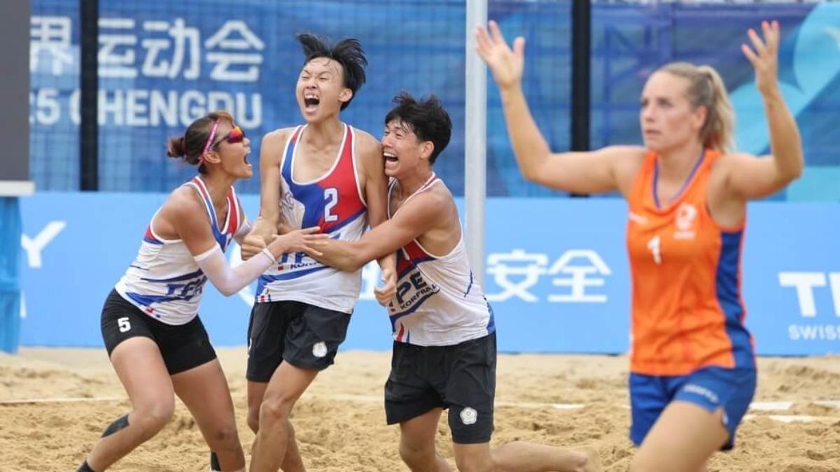 世運會沙灘合球傳喜訊!黃英庭終場前3秒絕殺 擊敗荷蘭奪第4金