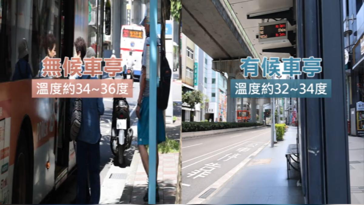 有候車亭和沒候車亭,溫差約2~3度。(圖/TVBS)