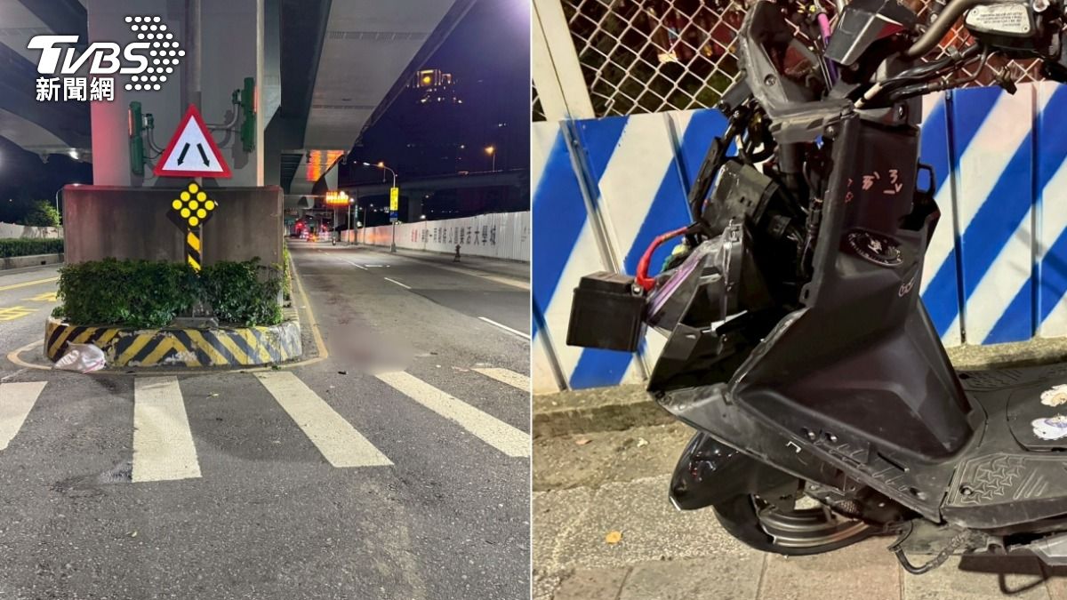 有片/新北機車詭撞橋墩「車殼噴濺一地」 騎士顱骨骨折昏迷