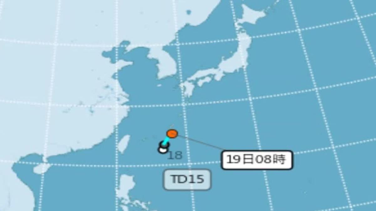 TD15發展成颱風「玲玲」的機率大減，專家分析，主要原因是因為結構受到破壞。（圖／翻攝中央氣象署）