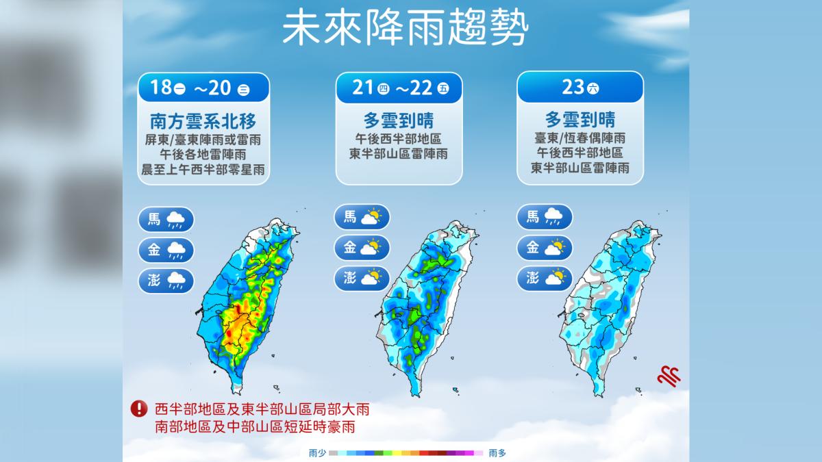 未來降雨趨勢。(圖/氣象署)