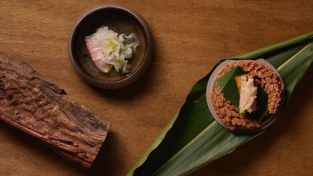 「Hosu好嶼」這道料理以鱒魚、刺蔥、木耳作為食材。（圖／翻攝好嶼IG）