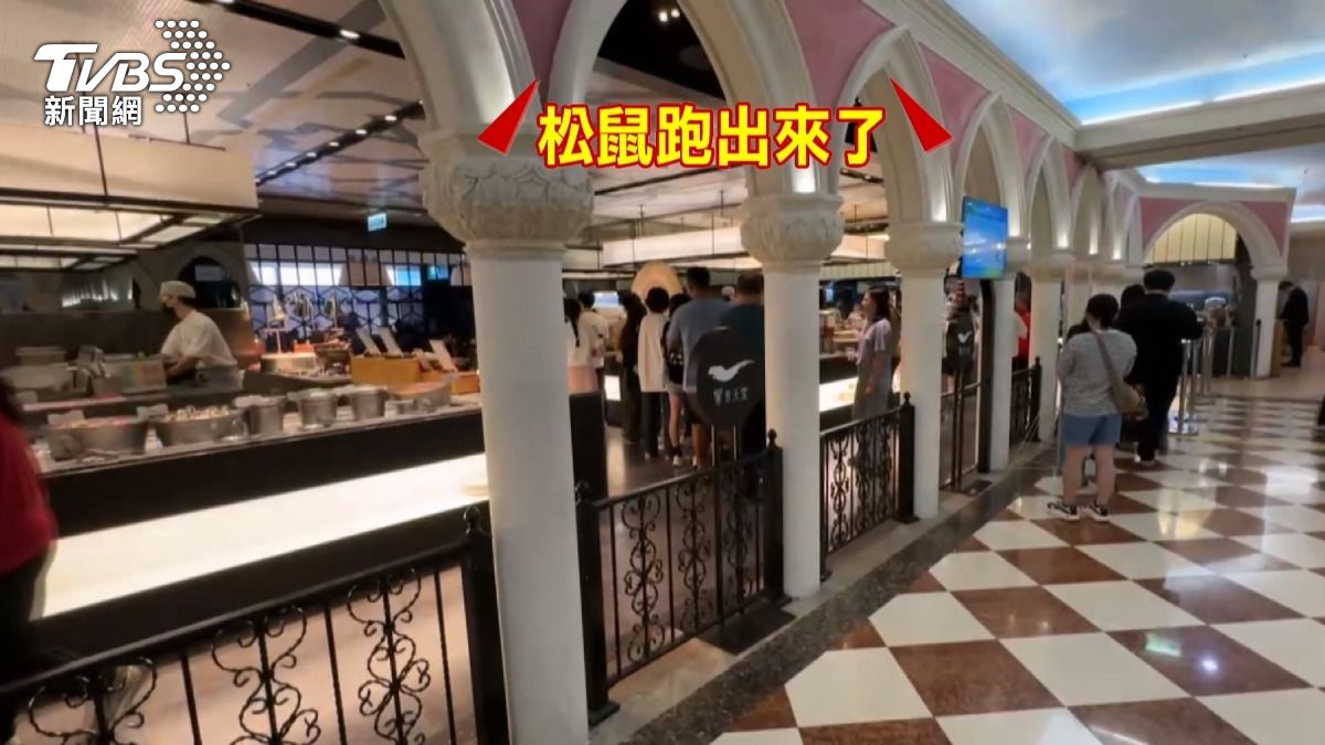 「松鼠跑出來了」百貨餐廳急廣播。(圖／TVBS)