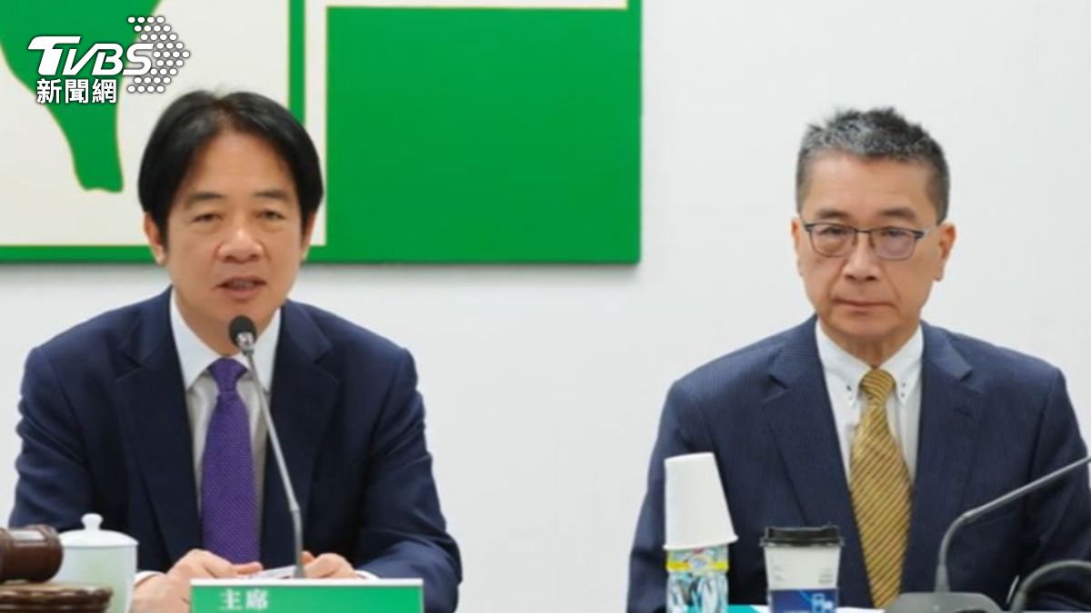 民進黨主席賴清德與新任秘書長徐國勇。（圖／TVBS）