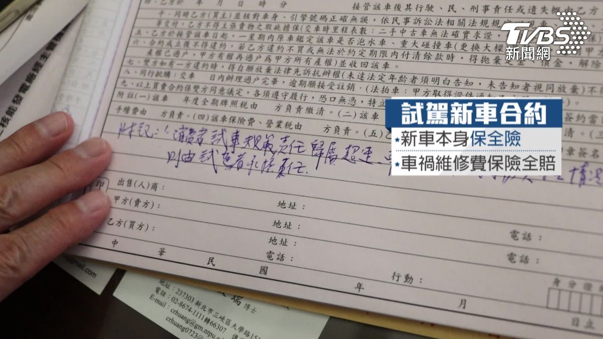 超速扣牌,新車掉價試駕者全賠。(圖/TVBS)