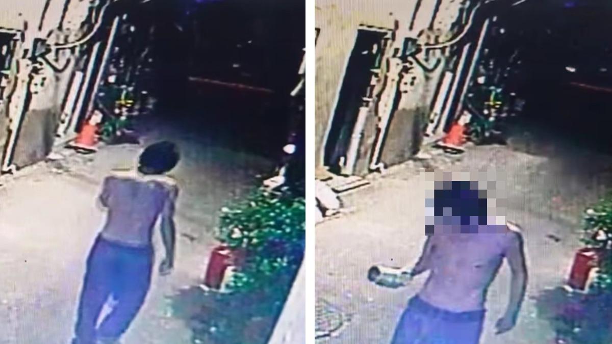 男子持玉米罐頭攻擊人。（圖／翻攝自里長游金隆臉書）