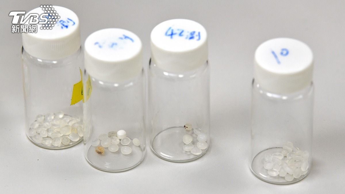 生產塑膠製品的原料被發現在高雄林園石化工業區沙灘上,疑似有製造商塑膠漏液情況。(圖/胡瑞麒攝)