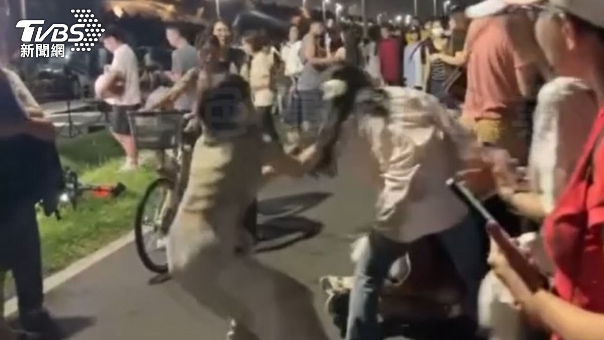 大稻埕煙火現場發生打架案件。(圖/畫面翻攝 黑色豪門企業)