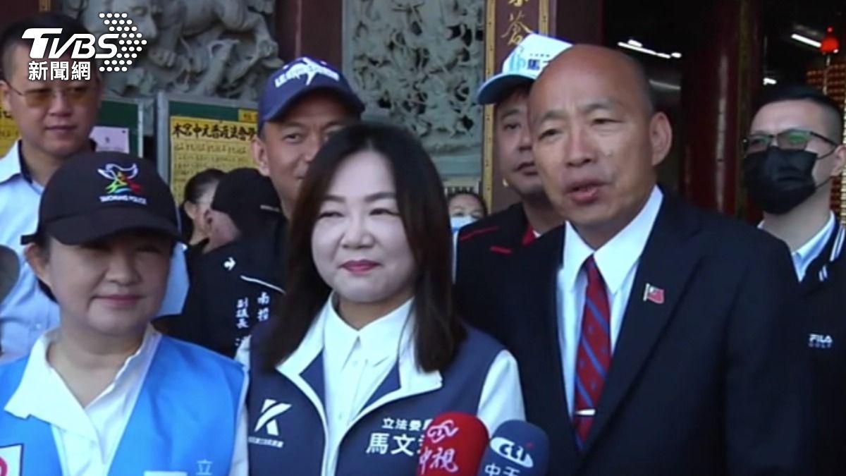 與台中市長盧秀燕、立委馬文君對比,立法院長韓國瑜明顯曬黑。(圖/TVBS)