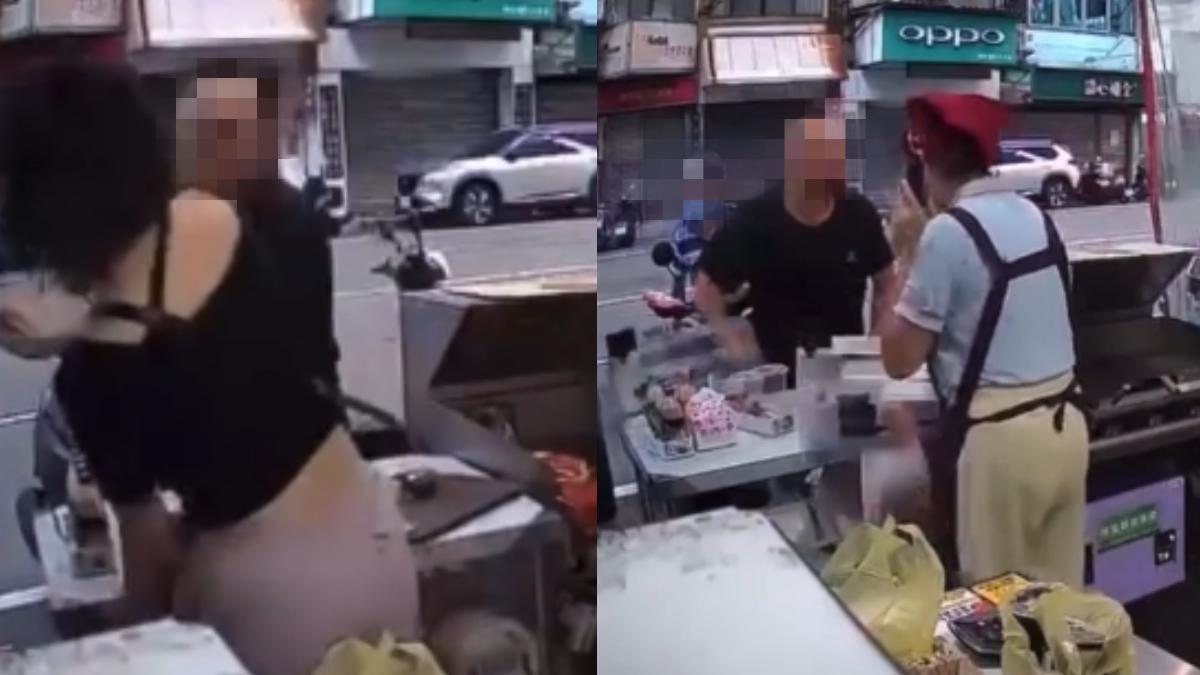 黑衣男子自稱為黑幫,酒醉砸店鬧事。(圖/民眾提供)