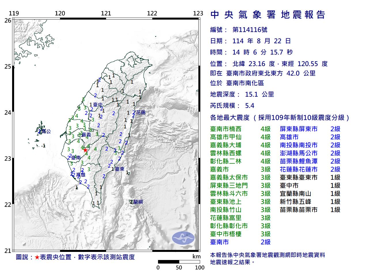 地震-台南地震-5.4地震-大埔餘震