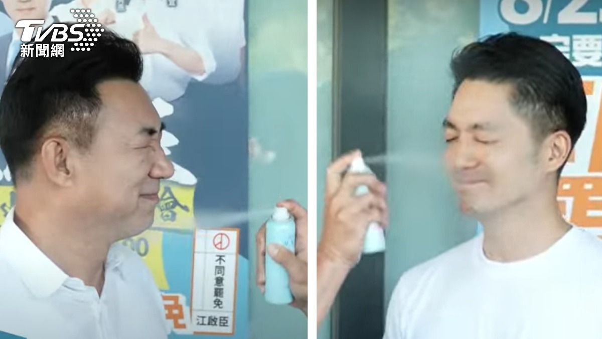 兩人車掃前互噴防曬。(圖/TVBS)