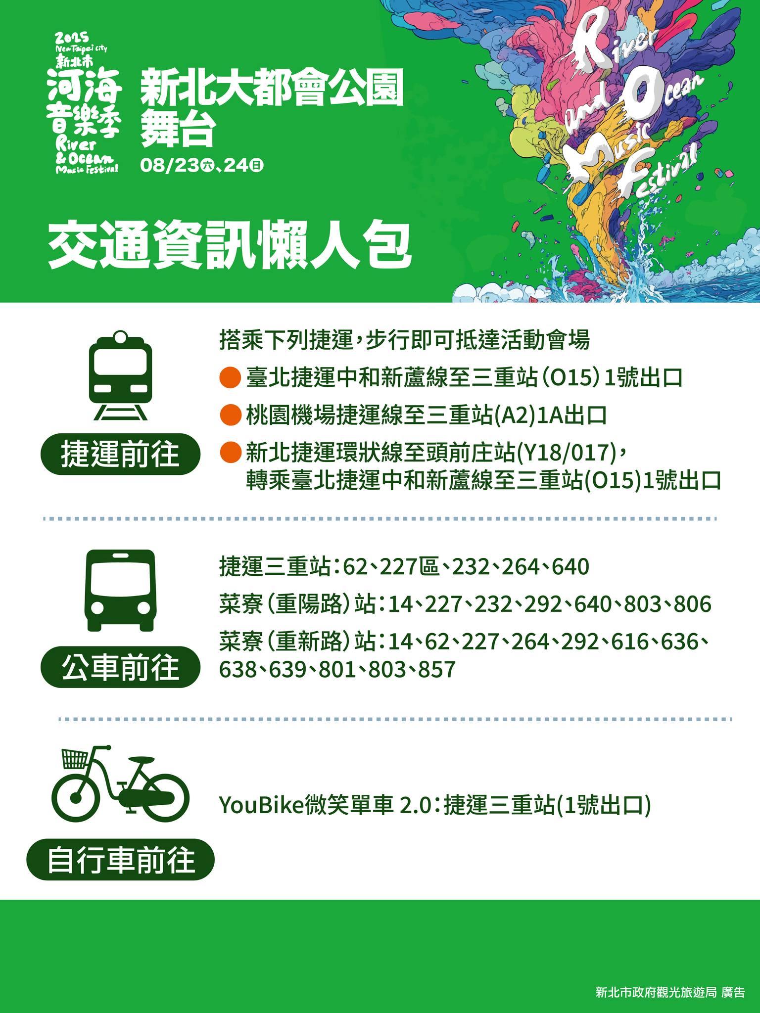 交通資訊懶人包。(圖/新北河海音樂季臉書)