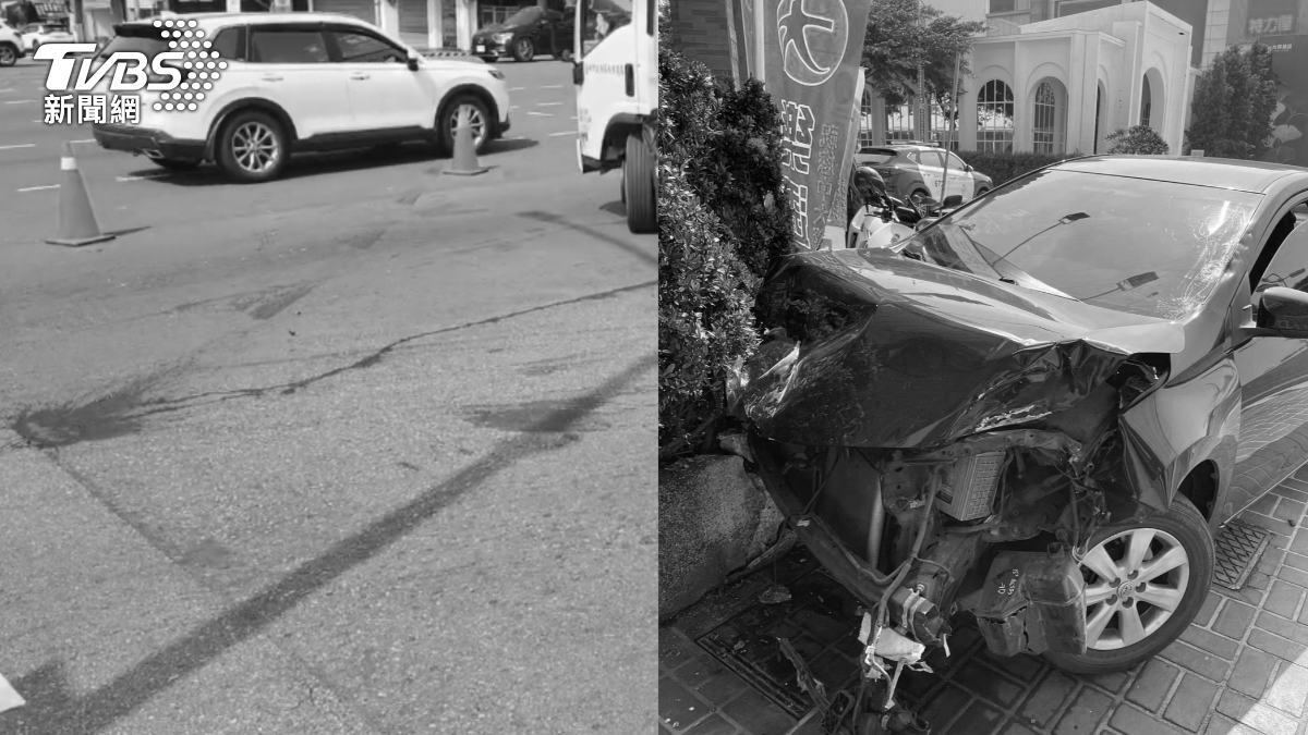 台中王姓男子無照開車上路,闖紅燈撞死孫姓機車騎士。(圖/TVBS)