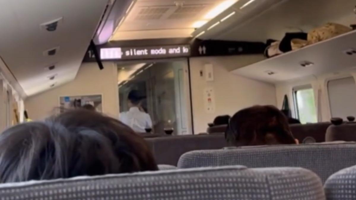 有旅客在台鐵車廂上聽到不同的廣播。（圖／旅客授權提供）