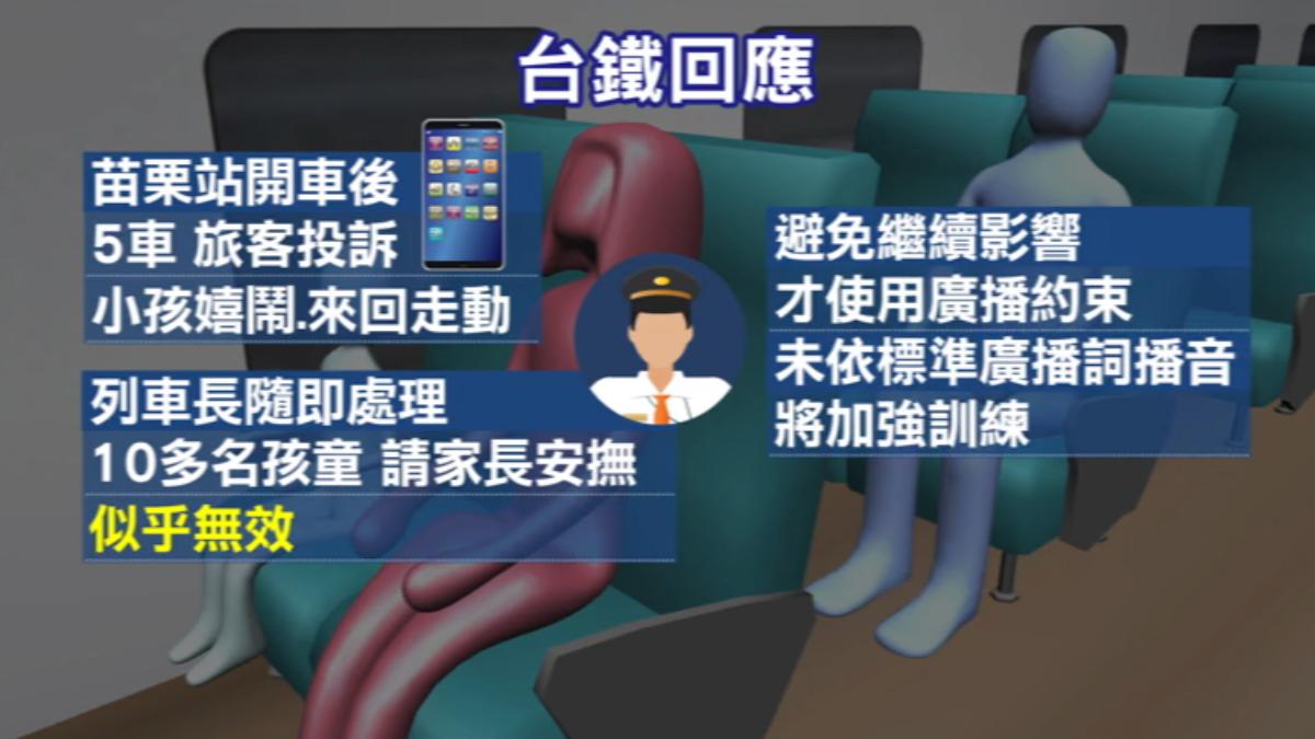台鐵表示列車長有先到場勸導，無效才會使用廣播，未來將加強訓練。（圖／TVBS）
