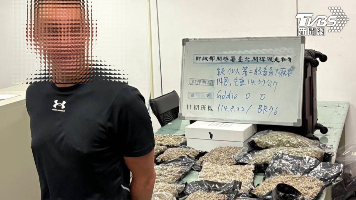 獨/行李箱藏大麻花!精壯英籍男遭攔 桃機狂奔5人壓制