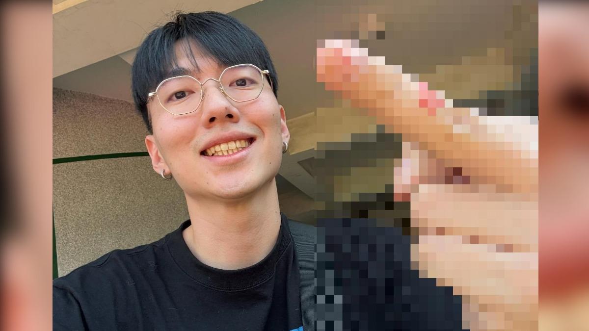 吳洛瑩胞弟貼出中指照為吳洛瑩打抱不平:「送給您白癡立委」。(圖/翻攝自吳東燁Threads)