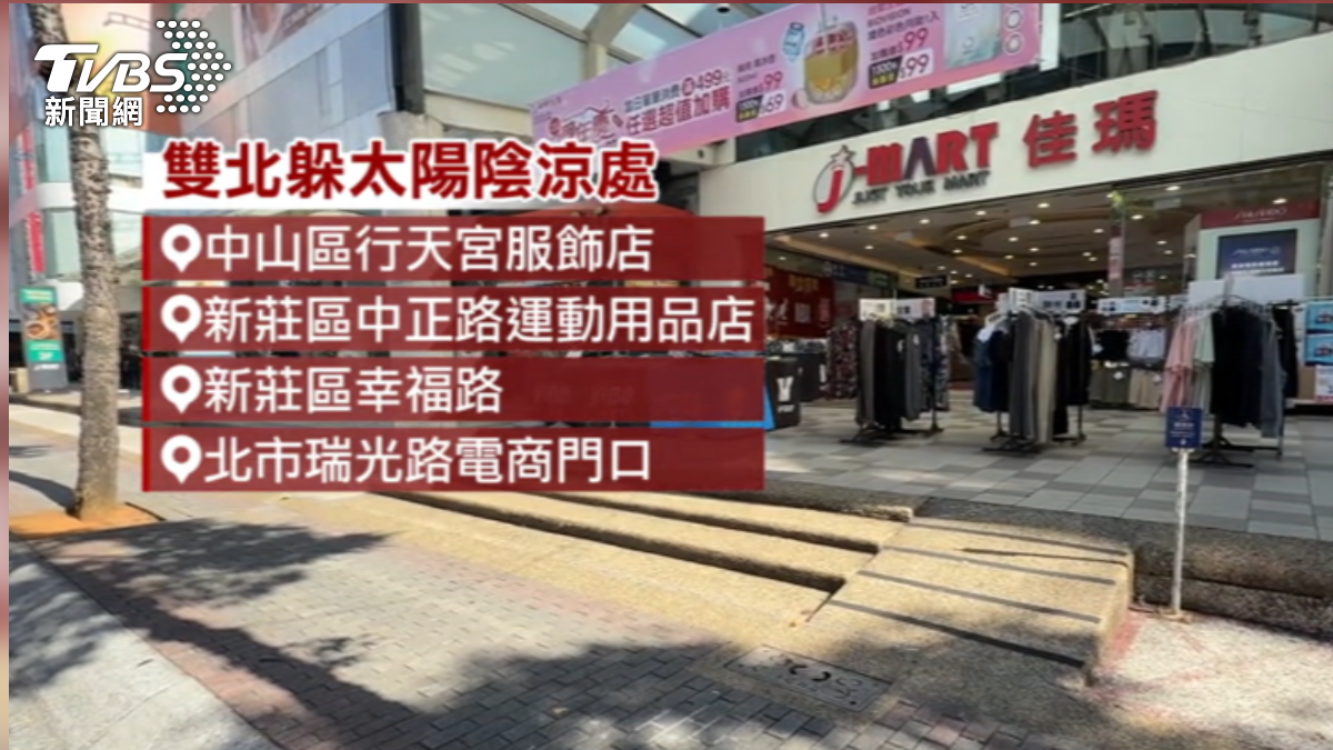 網友統整雙北躲太陽陰涼處,也有冷氣吹。(圖/TVBS)
