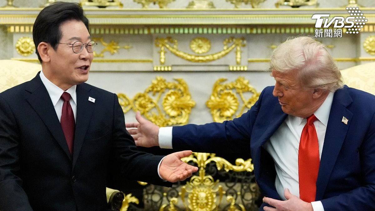 南韓總統李在明首度訪白宮與川普會談,但川普卻大談習近平與金正恩。(圖/達志影像美聯社)