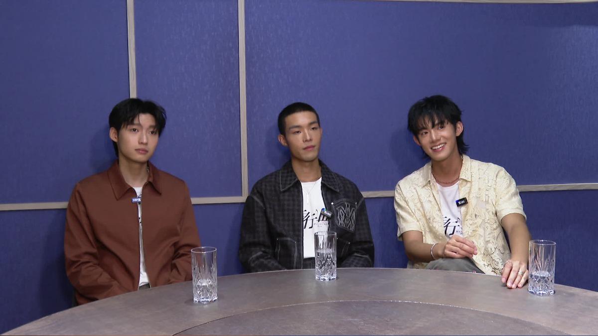 《進行曲》演員劉育仁(左)、牧森(中)、余杰恩(右)接受專訪。(圖/TVBS)
