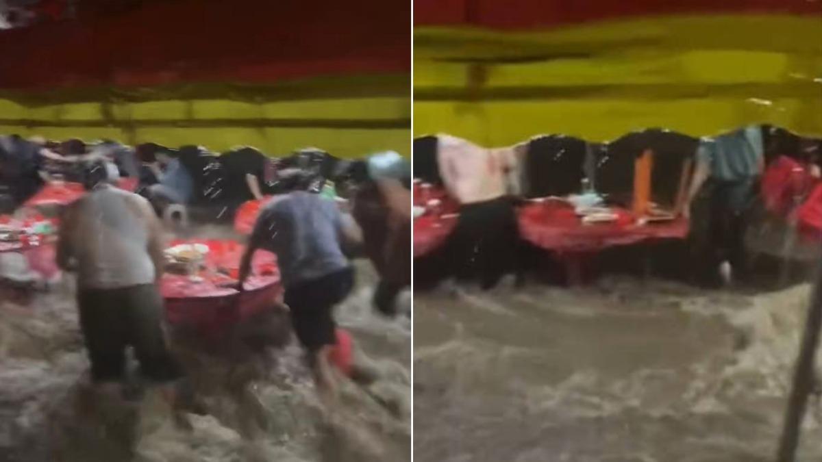 「流水席」成真!中國山西婚宴突遇暴雨 桌椅全沖走畫面曝