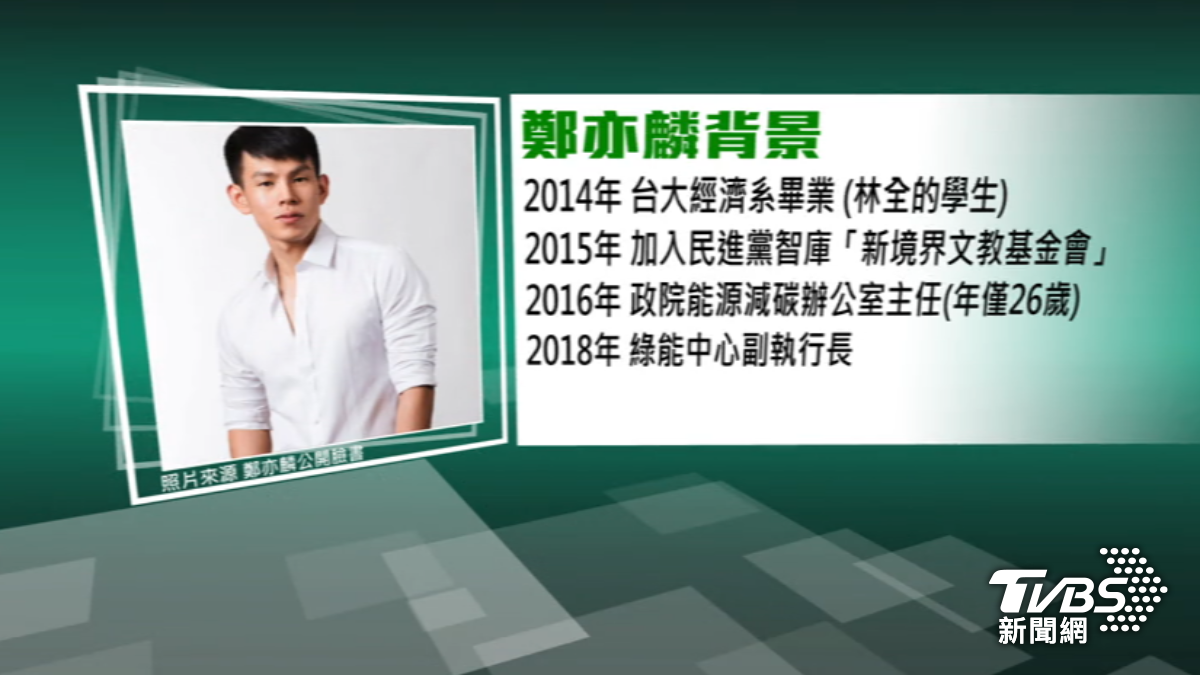 被稱「小英男孩」,鄭亦麟28歲就任職綠能要角。(圖/TVBS)