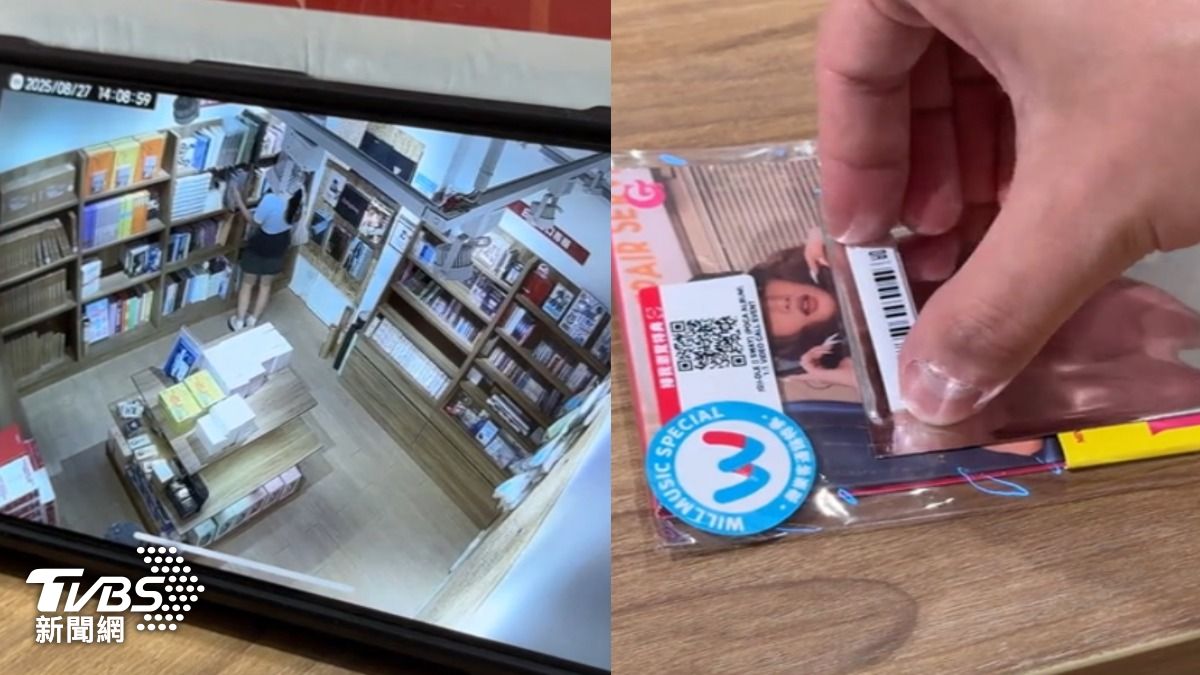 專輯店屢傳竊案，防盜貼「撕除黏桌底」手法曝光。（圖／TVBS）