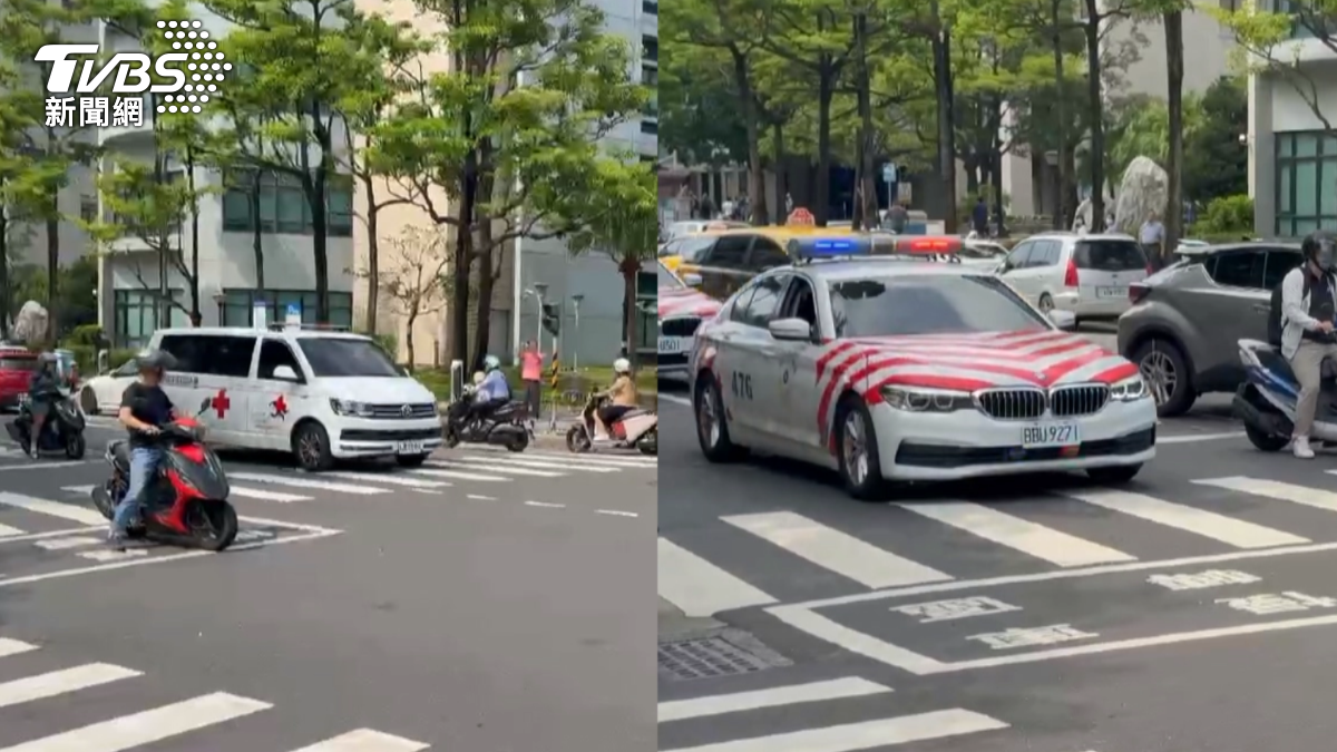 為了確保3小時的路程一切順利,國道警察也出動協助,一名警察在前方開道,另一名在後方護送。(圖/TVBS)