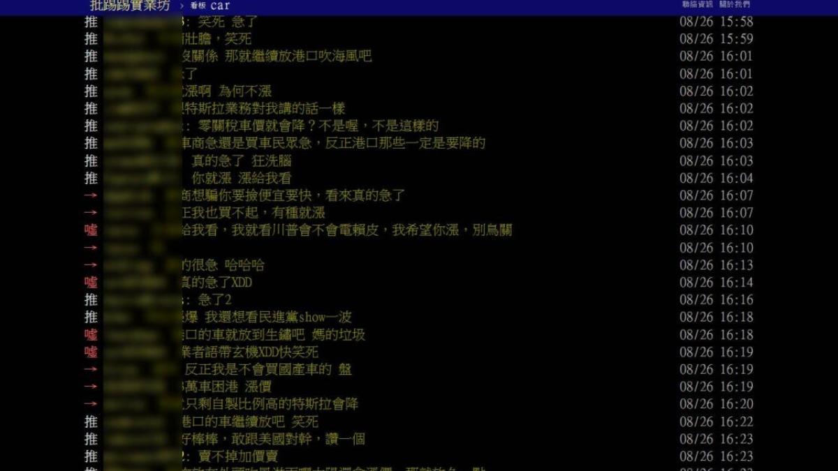 對於「零關稅卻漲價」的說法,PTT網友幾乎是一面倒的冷嘲熱諷。(圖/翻攝自PTT)
