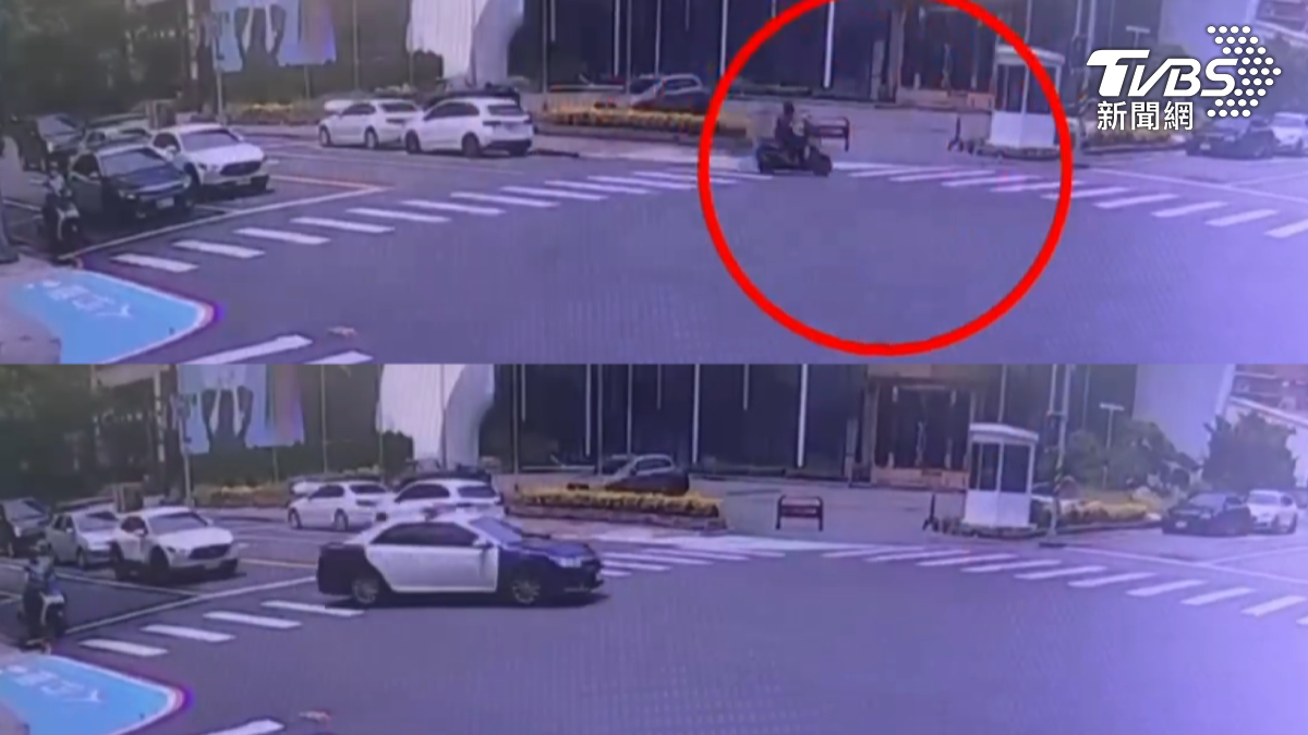 高雄一名男騎士，沿路逆向又闖燈左轉，但他剛僥倖轉彎，就被路口處的警車攔停，當場開罰。（圖／TVBS）