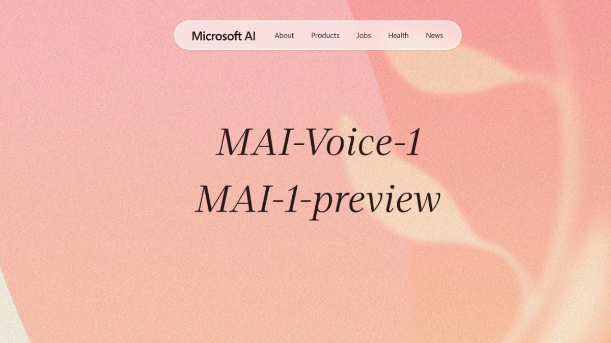 微軟人工智慧部門也同步發布兩款自主研發的 AI 模型。（圖／翻攝microsoft.ai）