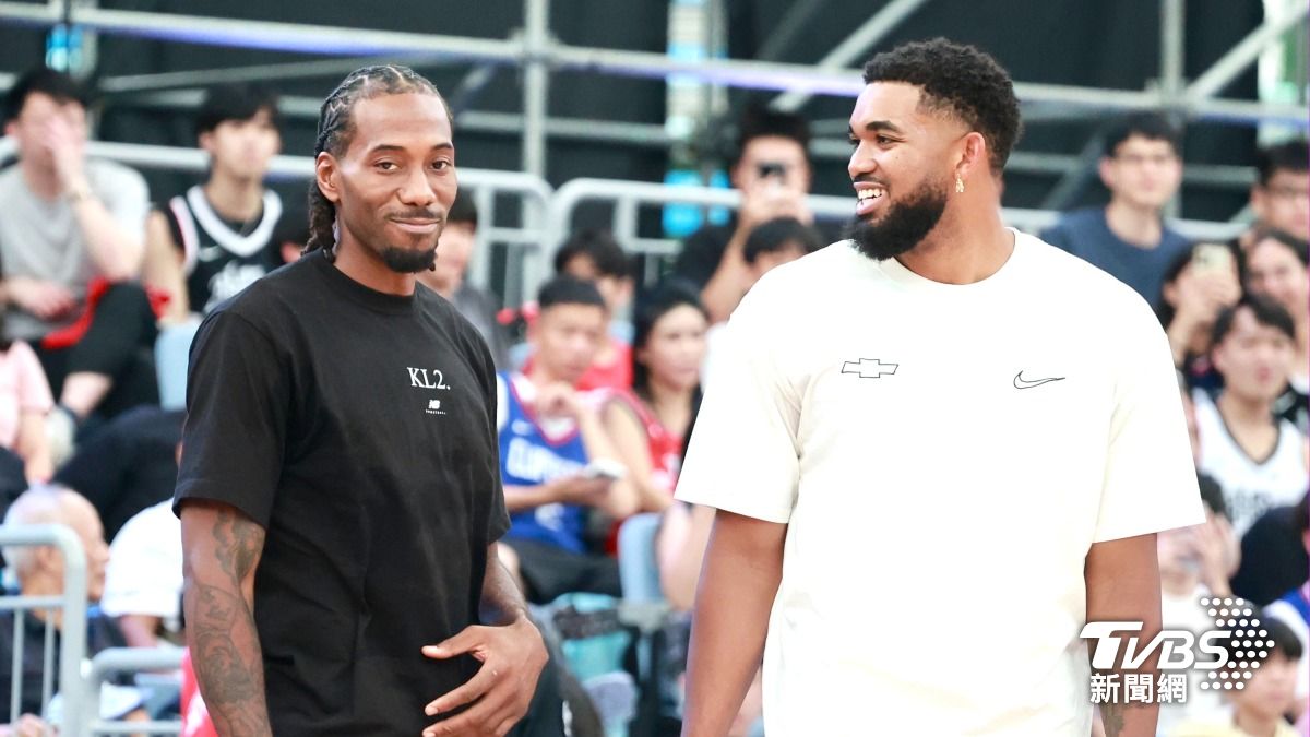 NBA球星雷納德和唐斯。(圖/華子琛攝)