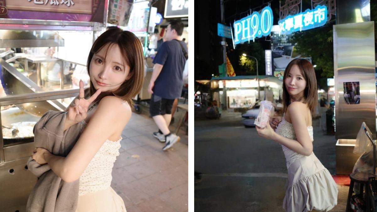三上悠亞美麗現身台灣夜市拍照。(圖/翻攝自IG)