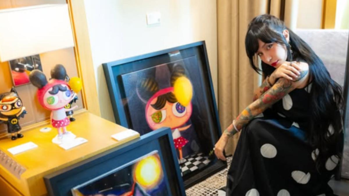 梁云菲日前在臺中藝術博覽會展出。（圖／翻攝自1dianas1 IG）